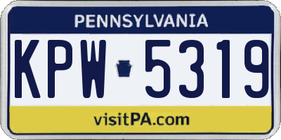 PA license plate KPW5319