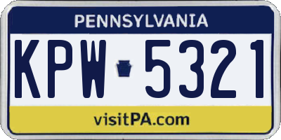 PA license plate KPW5321