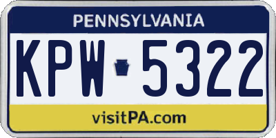 PA license plate KPW5322