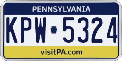 PA license plate KPW5324
