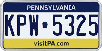 PA license plate KPW5325