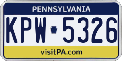 PA license plate KPW5326