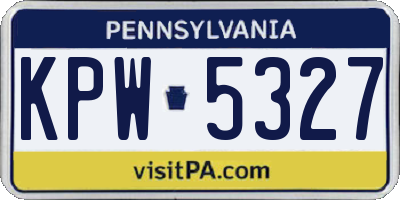 PA license plate KPW5327