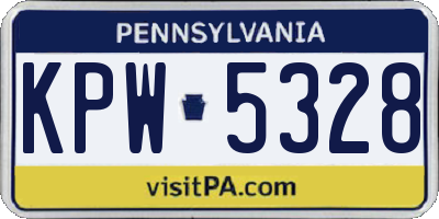 PA license plate KPW5328