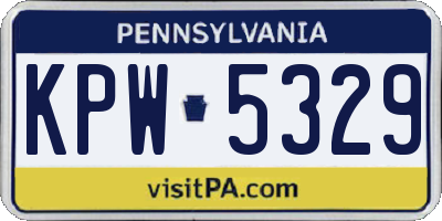 PA license plate KPW5329