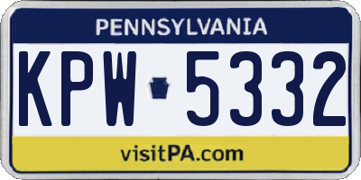 PA license plate KPW5332