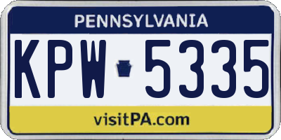 PA license plate KPW5335