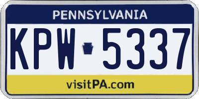 PA license plate KPW5337