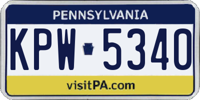 PA license plate KPW5340