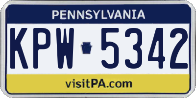 PA license plate KPW5342