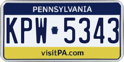 PA license plate KPW5343