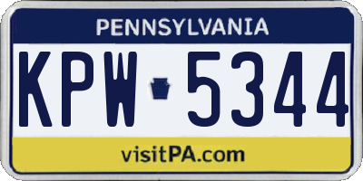PA license plate KPW5344