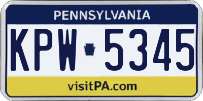 PA license plate KPW5345