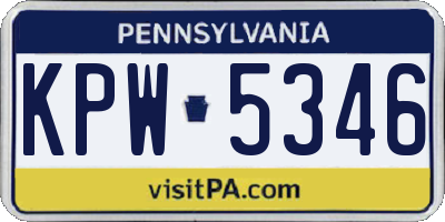 PA license plate KPW5346