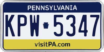 PA license plate KPW5347