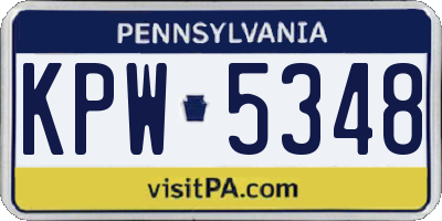 PA license plate KPW5348