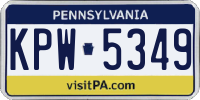 PA license plate KPW5349