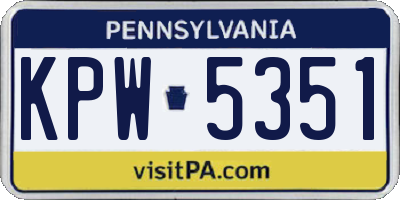PA license plate KPW5351