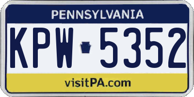 PA license plate KPW5352