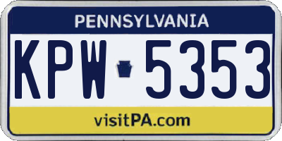 PA license plate KPW5353
