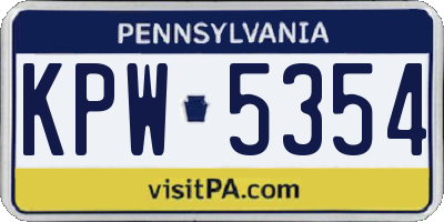 PA license plate KPW5354