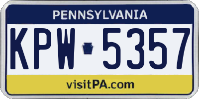 PA license plate KPW5357