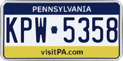 PA license plate KPW5358