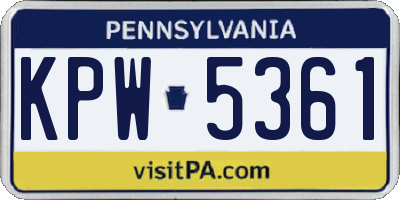 PA license plate KPW5361
