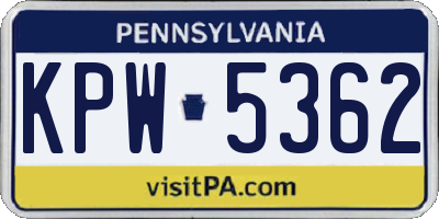 PA license plate KPW5362