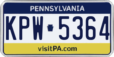 PA license plate KPW5364