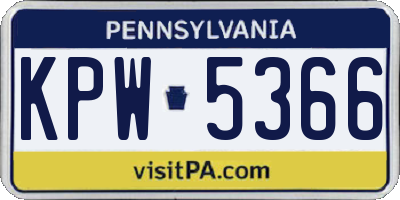 PA license plate KPW5366