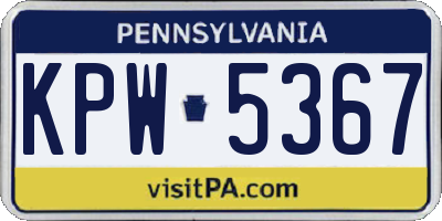 PA license plate KPW5367