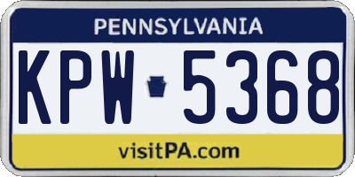 PA license plate KPW5368