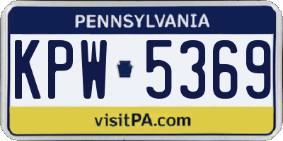 PA license plate KPW5369