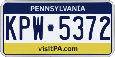 PA license plate KPW5372