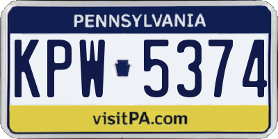 PA license plate KPW5374