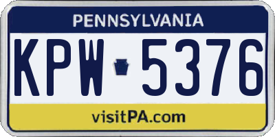 PA license plate KPW5376