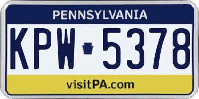 PA license plate KPW5378