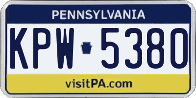 PA license plate KPW5380