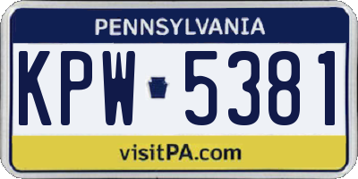 PA license plate KPW5381