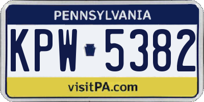 PA license plate KPW5382