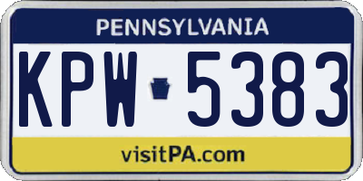 PA license plate KPW5383