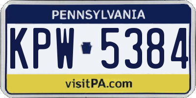 PA license plate KPW5384
