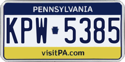 PA license plate KPW5385