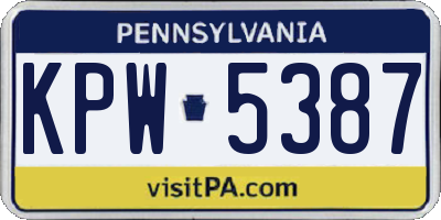 PA license plate KPW5387