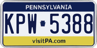 PA license plate KPW5388