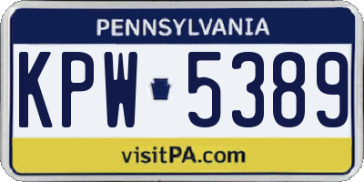 PA license plate KPW5389