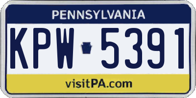 PA license plate KPW5391