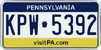 PA license plate KPW5392