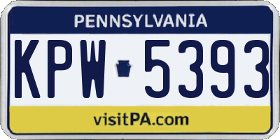 PA license plate KPW5393